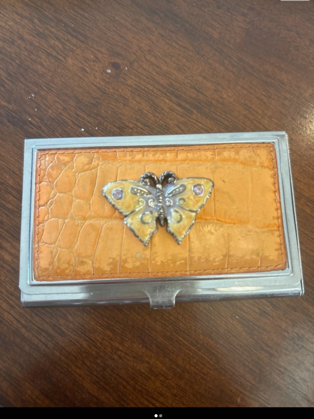 Brighton Butterfly Accent Orange Card Case Wallet